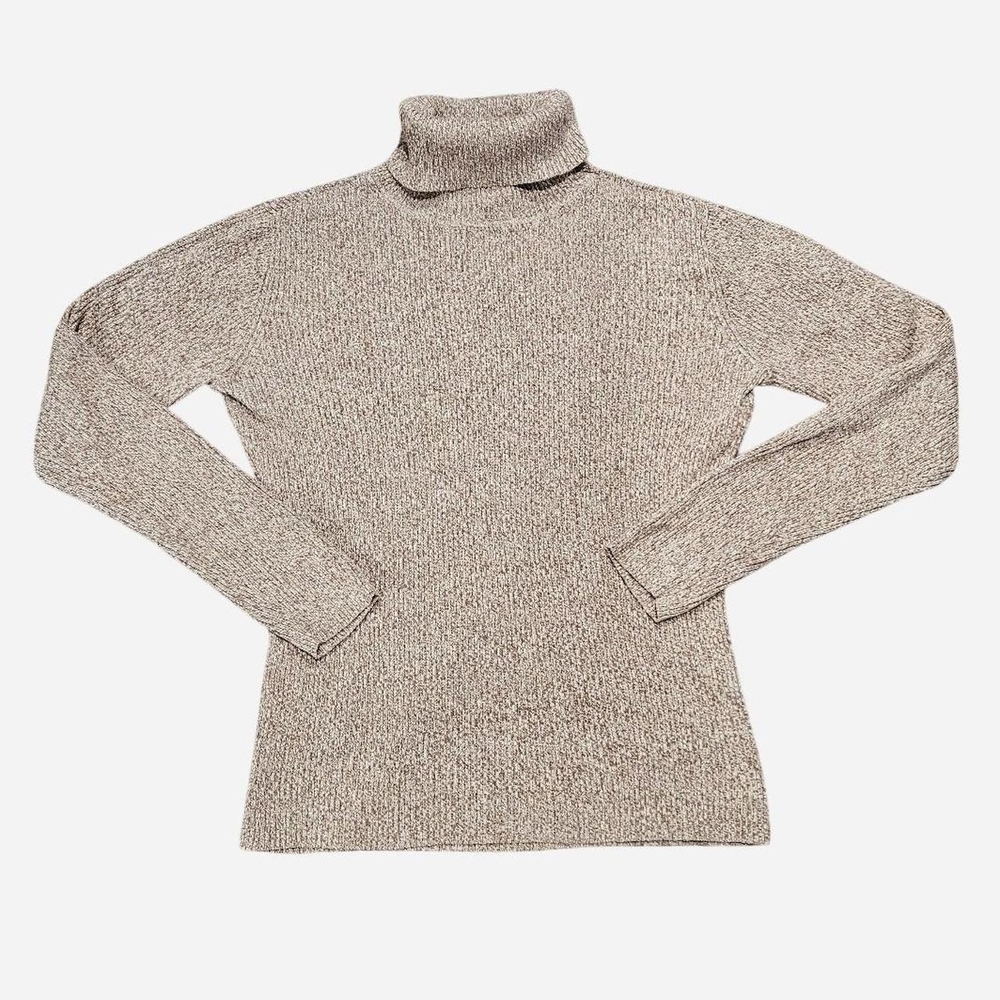 Y2K Liz Claiborne Women's Heather Gray Turtleneck Sweater 100% Cotton